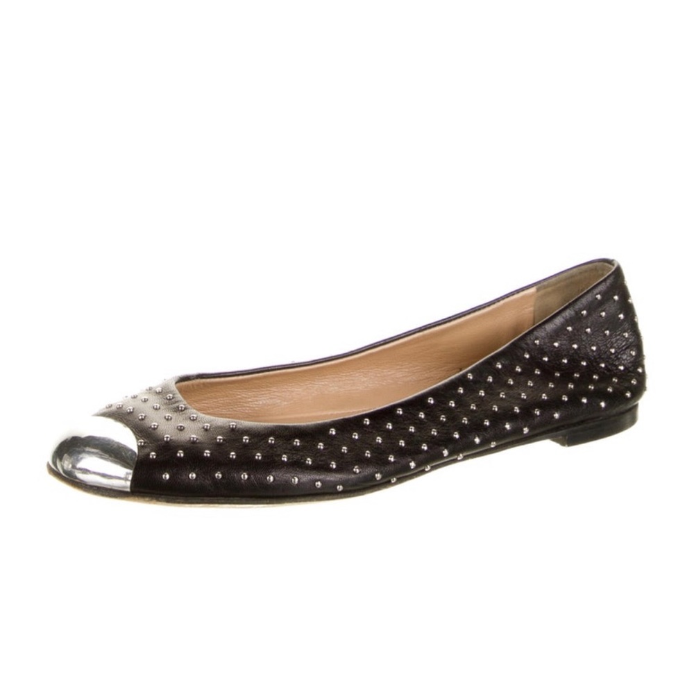 giuseppe zanotti leather studded flats metal toe - Picture 2 of 4